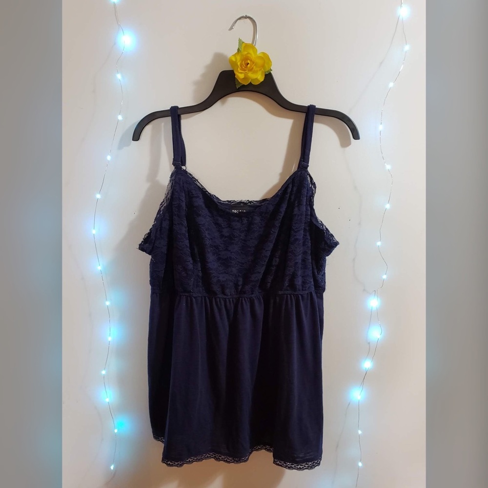 Torrid Navy Lace Bodice Babydoll Tank